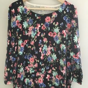 Talbots 2X Floral Black Knit Sweater Pullover